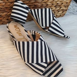 Sam Edelman 7 black ivory stanley striped mule